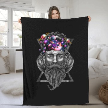 Discover Long beard hipster trippy solar system Fleece Blankets