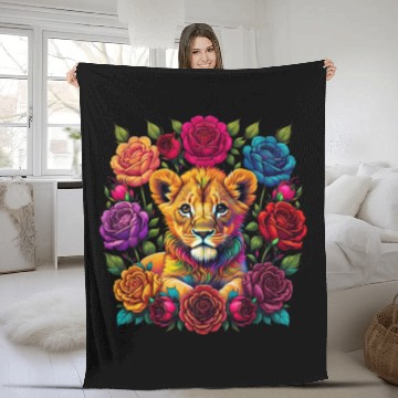 Discover Floral Serenity: A Lion Cub's Innocence Fleece Blankets