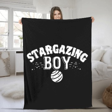 Discover Stargazing Boy Astronomy Astronomer Fleece Blankets