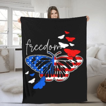 Discover American Freedom Independence Day Butterfly Fleece Blankets