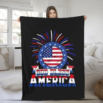 Discover God Bless America Independence Day USA Patriot Fleece Blankets