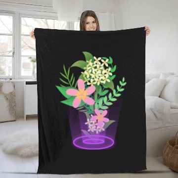 Discover flowers and plants with magic light Fleece Blankets