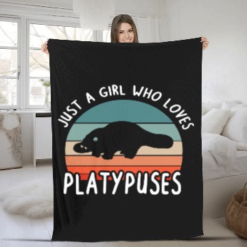 Discover Girl Platypus Lover Illustration Animal Fleece Blankets