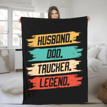 Discover Husband Dad Trucker Legend Fleece Blankets