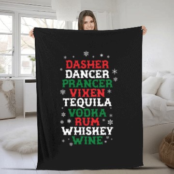 Discover Beer Wine Tequila Reindeer Fleece Blankets