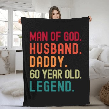 Discover Man of God Husband Dad Funny 60th Birthday Fleece Blankets