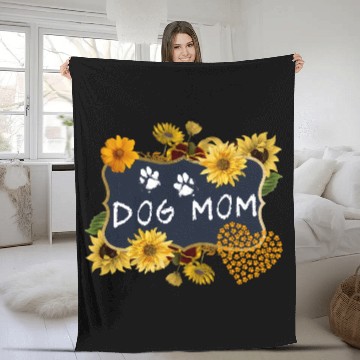 Discover Sunflower Dog Mom Floral Dog Fleece Blankets