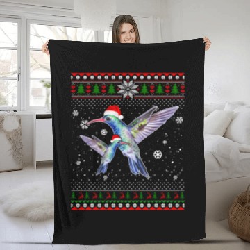 Discover Hummingbird Farm Santa In Snow Ugly Fleece Blankets