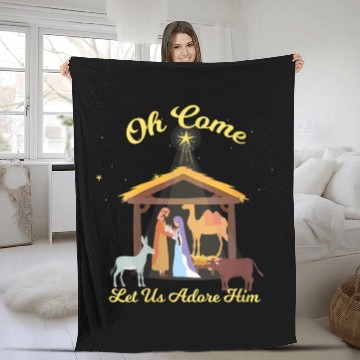 Discover Let Us Adore Him - Advent Nativity Scene North Fleece Blankets