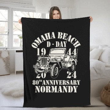 Discover Omaha Beach 1944 D Day 2024 80th Anniversary Fleece Blankets