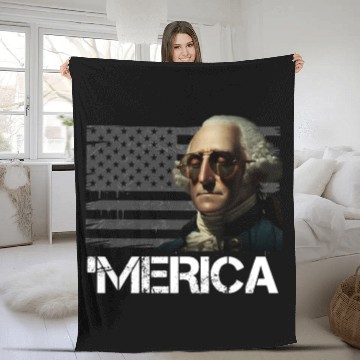 Discover Merica George Washington Independence Day USA Fleece Blankets