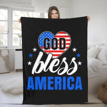 Discover God Bless America Independence Day Party USA Fleece Blankets