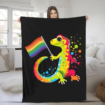 Discover Gay Pride Gecko Fleece Blankets