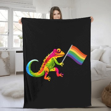Discover Gay Pride Gecko Fleece Blankets