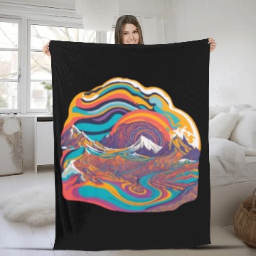 Discover A psychedelic landscape. Fleece Blankets