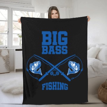 Discover Big Bass Fishing Fleece Blankets