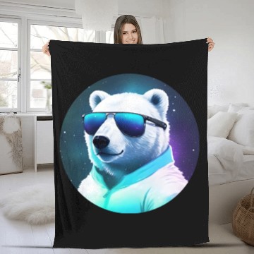Discover Cool polar bear with sunglasses Fleece Blankets