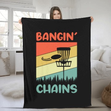Discover bangin chains disc golf nostalgia Fleece Blankets