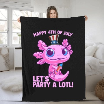 Discover Axolotl 4th of July Patriotic Independence Day Mat Fleece Blankets