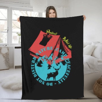 Discover Camp Peacefully Do Not Disturb Nature Fleece Blankets