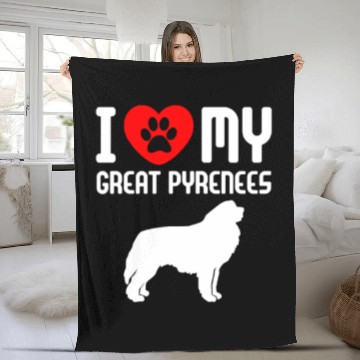 Discover I Love My Great Pyrenees Fleece Blankets