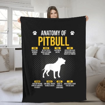 Discover Anatomy Of Pitbull Dog Lover Fleece Blankets