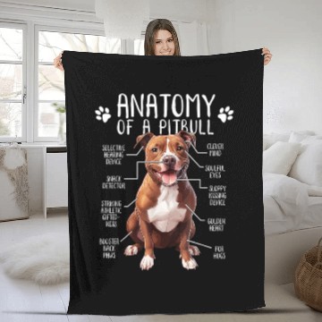 Discover Anatomy Pitbull Dog Cute Pittie Lover PitBul Fleece Blankets