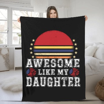 Discover Awesome Like My Daughter Funny 4th July Baseball Fleece Blankets