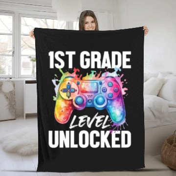 Discover 1ST Grade Level Unlocked Back to School Video Game Fleece Blankets