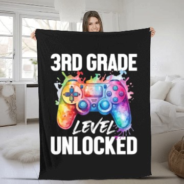 Discover 3rd Grade Level Unlocked Back to School Video Game Fleece Blankets