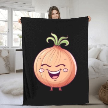 Discover Onion Vegetable Vegan Farmer Funny Cute Love Fleece Blankets