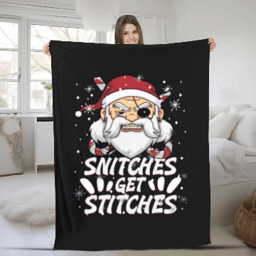 Discover Snitches Get Stitches Santa Hat Funny Santa Pirate Fleece Blankets