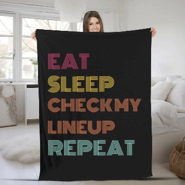 Discover Eat Sleep Check Line Up Repeat Fantasy Football Fleece Blankets
