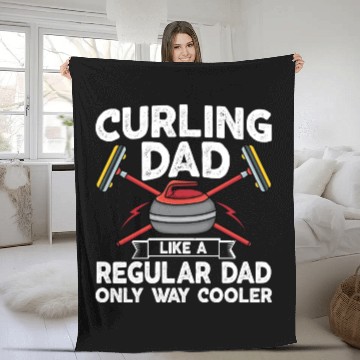 Discover Curling Dad Like A Regular Dad But Cooler Retro Fleece Blankets