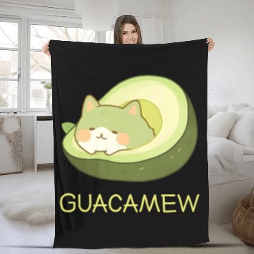 Discover Guacamew Funny Avocado Kawaii Cat Lover Fleece Blankets