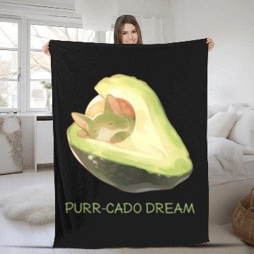 Discover Purr-Cado Dream Funny Avocado Kawaii Cat Lover Fleece Blankets