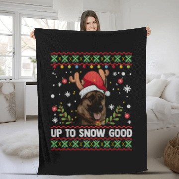 Discover German Shepherd Dog Reindeer Ugly Fleece Blankets