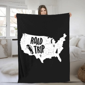 Discover Road Trip US Map | Vacation Travel Fleece Blankets