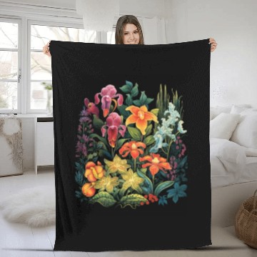 Discover Orchids Flowers Garden Blossom Orchid Lover Fleece Blankets