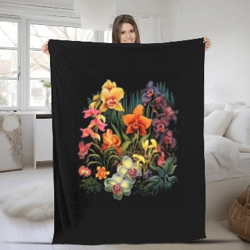 Discover Orchids Flowers Garden Blossom Orchid Lover Fleece Blankets