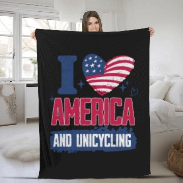 Discover I Love America And Unicycling Fleece Blankets