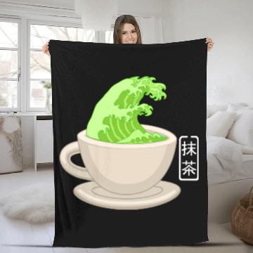 Discover Matcha Latte Great Green Tea Wave Fleece Blankets