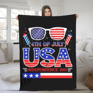 Discover 4th July USA Independence Day All American Pride Fleece Blankets