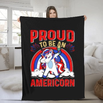 Discover Proud to be an Americorn Unicorn Independence Day Fleece Blankets