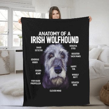 Discover Anatomy of a Irish Wolfhound Dog Funny Gift Fleece Blankets