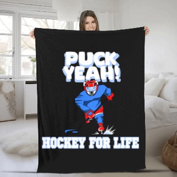 Discover Puck Yeah ! Hockey Forever Fleece Blankets
