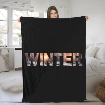 Discover Winter Font With Forest Background Graphic Fleece Blankets