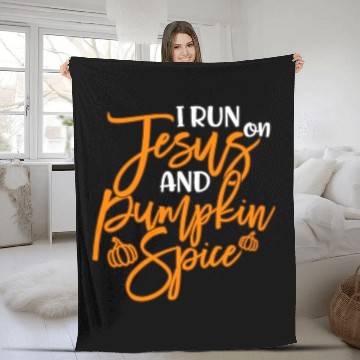 Discover Running I Run On Jesus And Pumpkin Spice Fleece Blankets