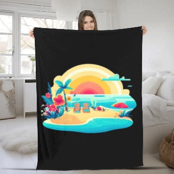 Discover Poolside paradise Fleece Blankets