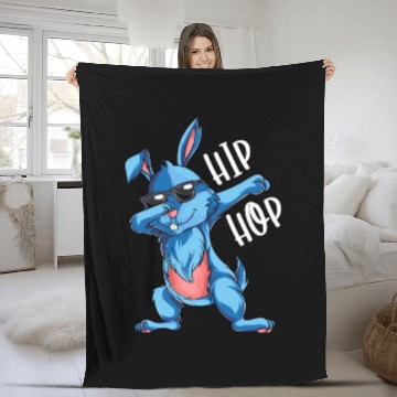 Discover Hip Hop Dabbing Bunny Easter Day Fleece Blankets